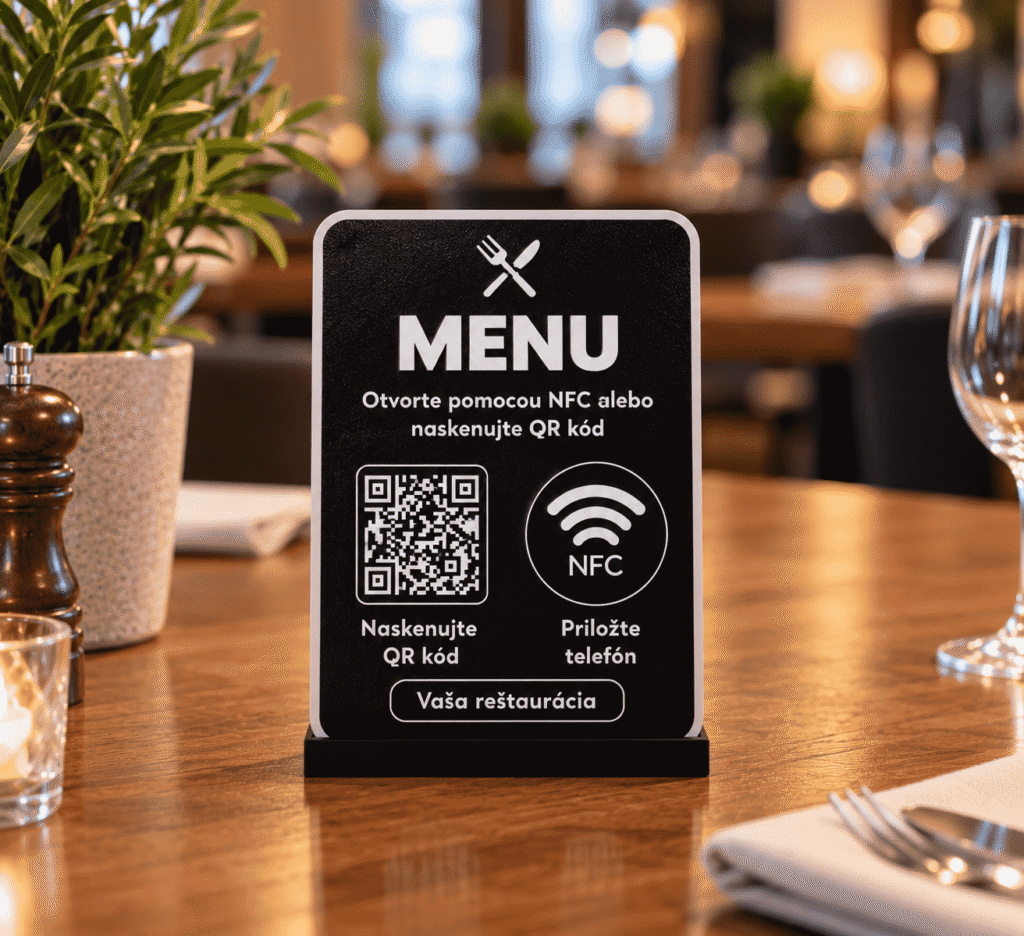 NFC stojan na digitálne menu